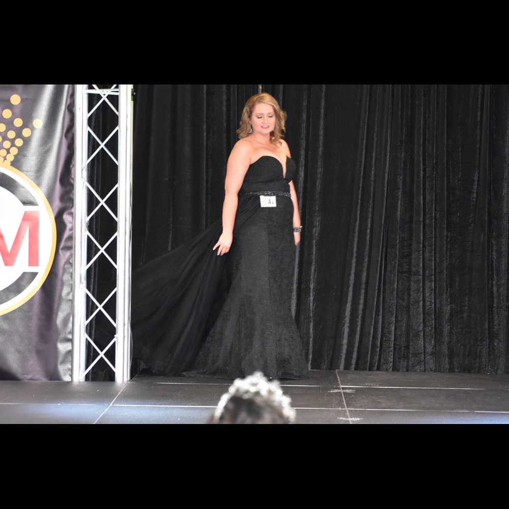 Rachel Allan size 16W black strapless gown